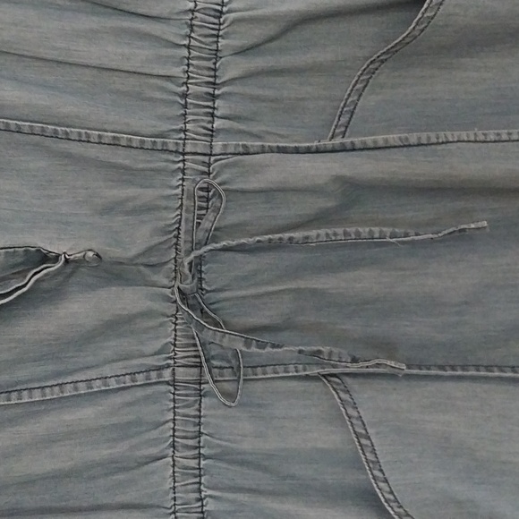 TOMMY BAHAMA Blue Jean Shirt Dress Dep Pockets Drawstring Waist Size Small - Picture 10 of 15